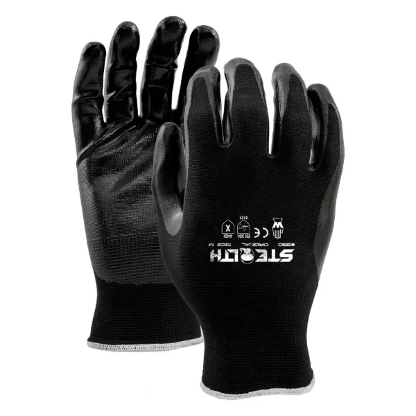 Gloves - Nitrile Coated Stealth Original Black 390 Small 6PR/PK 120/CS