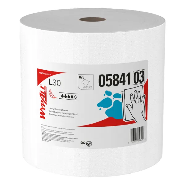 Wipers - GeneralClean™ Heavy Duty White L30 12.2IN x 12.4IN 05841 Jumbo Roll 875 SHEETS/RL