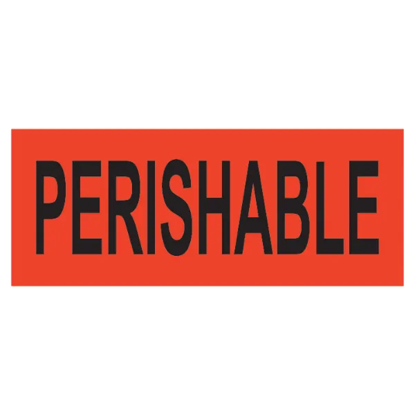 Labels - "Perishable" Black/Neon Red P-30 2IN x 5IN 500/RL