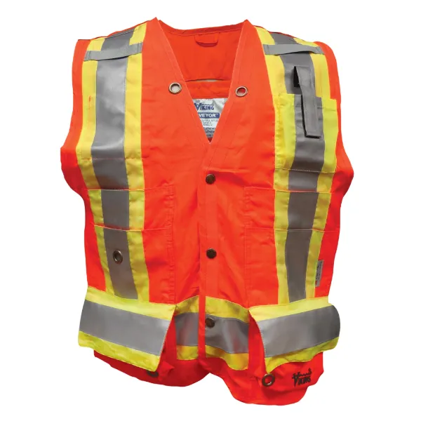Safety Vest - Journeyman 300D Trilobal Rip-Stop FR Surveyor Neon Orange 3995FRO Medium 1/CS