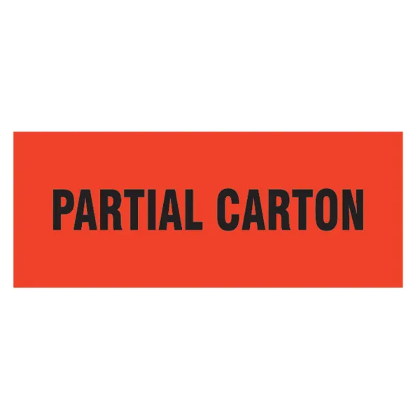 Labels - "Partial Carton" Black/Neon Red P-95 2IN x 5IN 500/RL