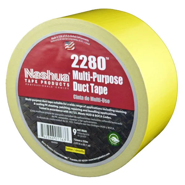 Cloth Duct Tape - Polyethylene Coated Yellow 2280 48MMx55M 9MIL 24/CS