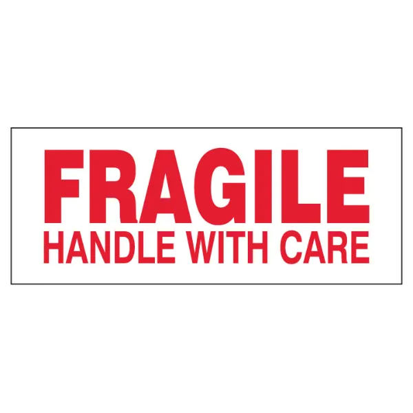 Labels - "Fragile Handle With Care" Red/White P-5 2IN x 5IN 500/RL