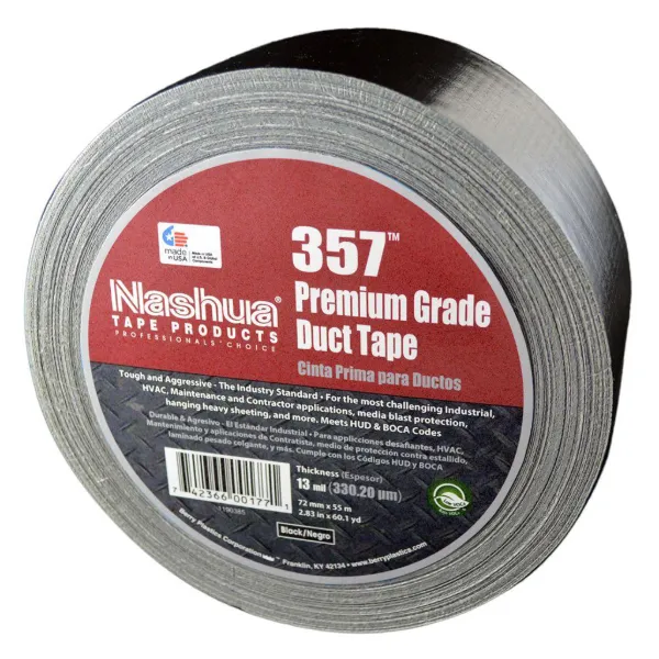 Cloth Duct Tape - Polyethylene Coated Premium Grade Black 357 48MMx55M 13MIL 24/CS