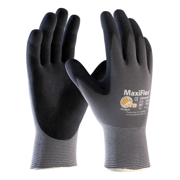Gloves - MicroFoam Nitrile Coated MaxiFlex® Ultimate Grey/Black Palm 34-874-CN Small 12PR/PK 144/CS