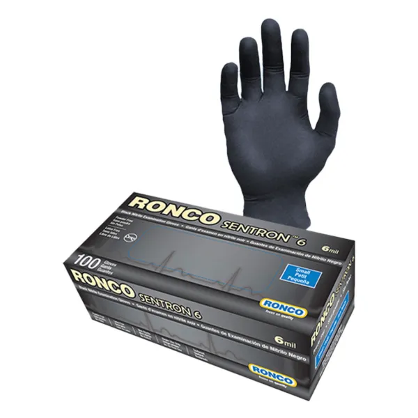 Gloves - Nitrile Examination Powder Free Black Sentron™ 6MIL 962L Large 100/BX 10/CS