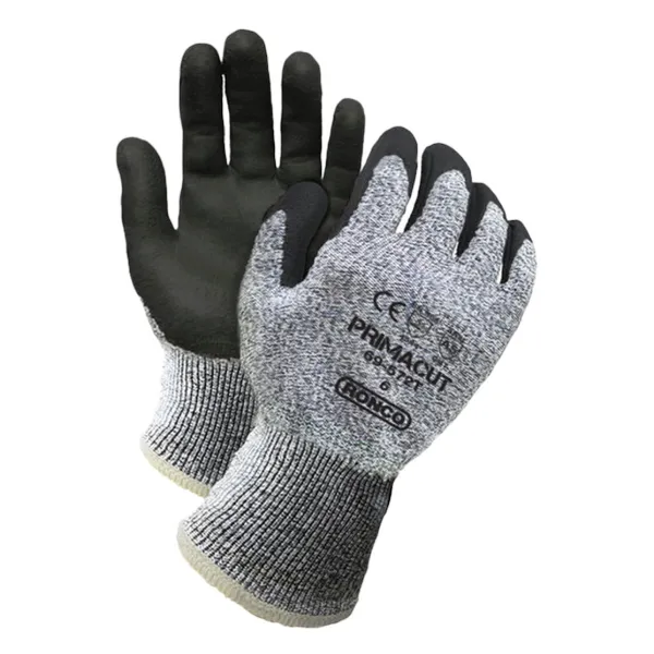 Gloves - Cut Resistant HPPE PrimaCut™ Sandy Nitrile A5 Black/Grey 69-572T-08 Medium 6PR/PK 48/CS