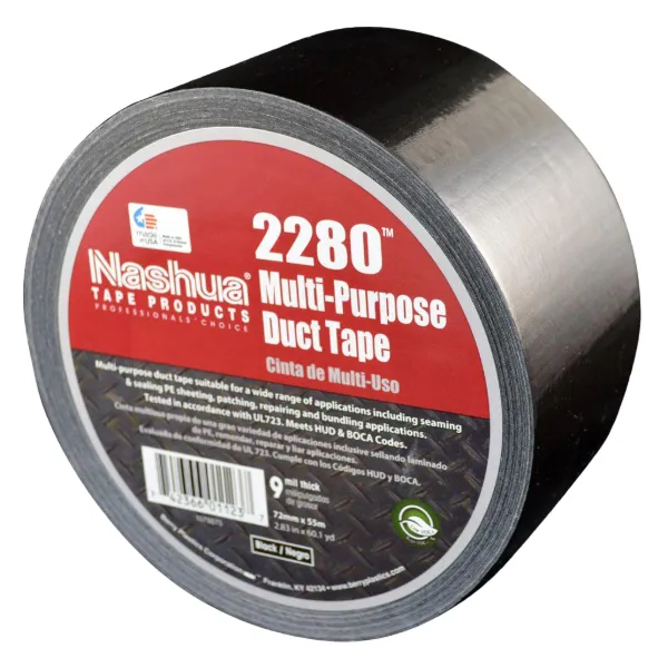 Cloth Duct Tape - Polyethylene Coated Black 2280 72MMx55M 9MIL 16/CS
