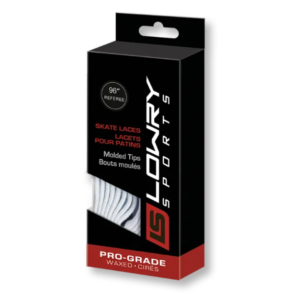 Pro Grade Molded Tip Waxed Laces White Referee LPWMTWR120 120" 24/CS